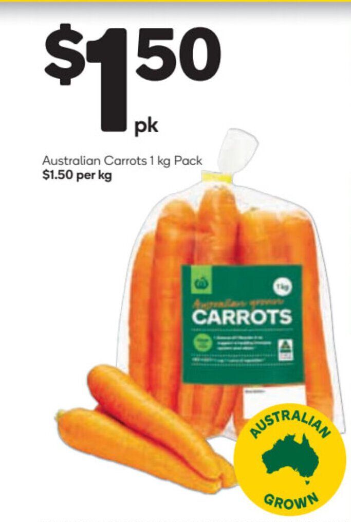Australian Carrots 1 kg Pack offer at Woolworths