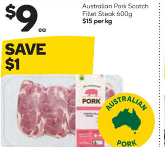 Woolworths Australian Pork Scotch Fillet Steak 600g offer