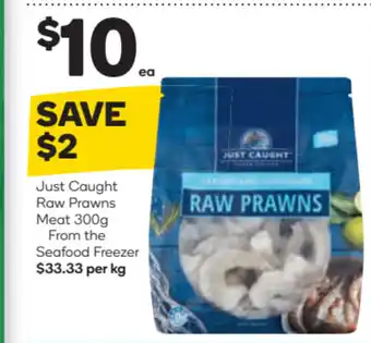 Woolworths Just Caught Raw Prawns Meat 300g From the Seafood Freezer offer