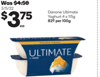 Woolworths Danone Ultimate Yoghurt 4 x 115g offer