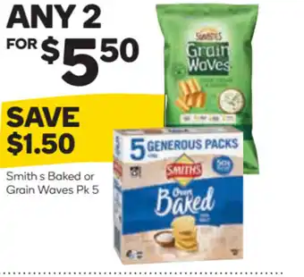Woolworths Smith s Baked or Grain Waves Pk 5 offer