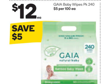 Woolworths GAIA Baby Wipes Pk 240 offer