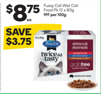 Woolworths Fussy Cat Wet Cat Food Pk 12 x 80g offer