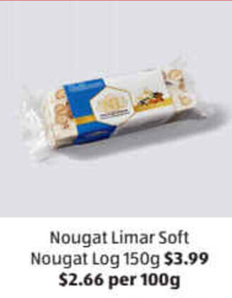 ALDI Nougat Limar Soft Nougat Log 150g offer