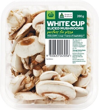 Woolworths Australian Cup or Sliced Mushrooms 200g Pack offer