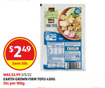 ALDI Earth Grown Firm Tofu 450g offer