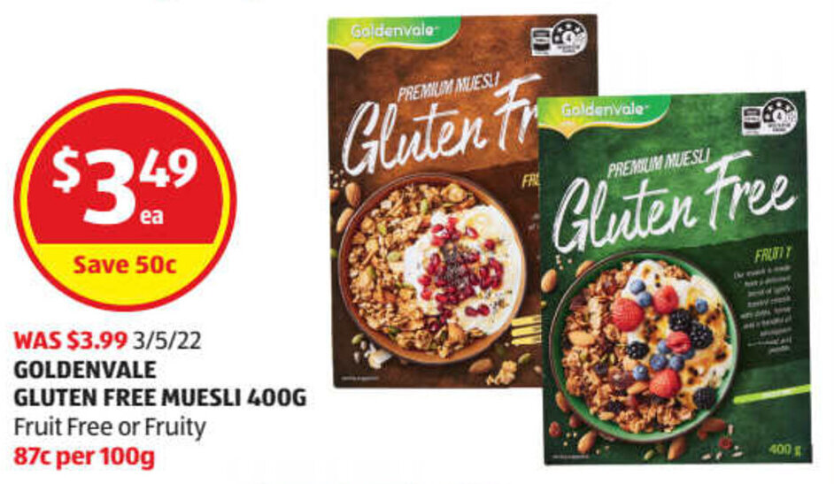 Goldenvale Gluten Free Muesli 400g offer at ALDI