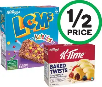 Woolworths Kelloggu2019s LCMs 132-138g Pk 6 or K-Time Twists 185g Pk 5 offer