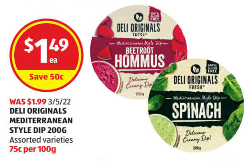 Deli Originals Mediterranean Style Dip 200g offer at ALDI