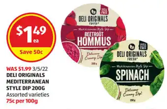ALDI Deli Originals Mediterranean Style Dip 200g offer