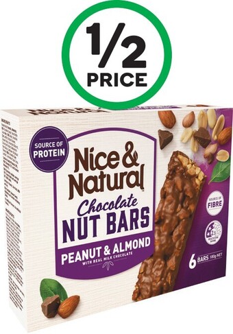 Woolworths Nice & Natural Nut Bars 180-192g Pk 6 offer