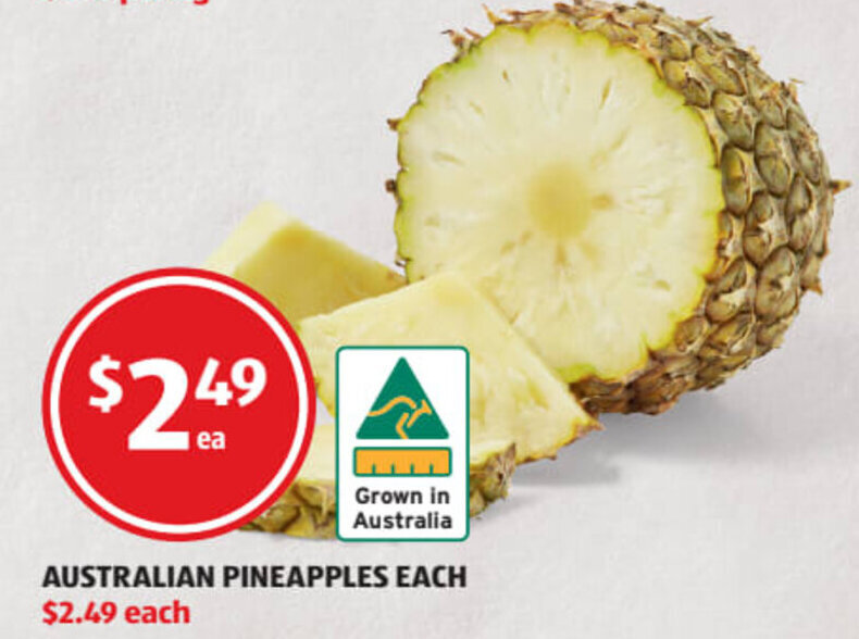Australian Pineapples Each offer at ALDI