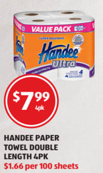 Handee Paper Towel Double Length 4pk