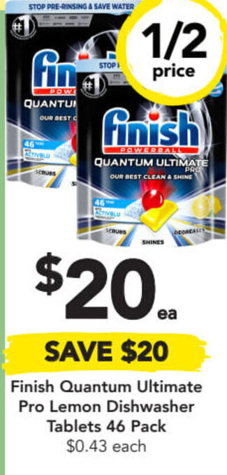 Drakes Finish Quantum Ultimate Pro Lemon Dishwasher Tablets 46 Pack offer