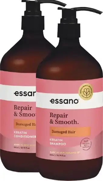 Woolworths Essano Keratin Shampoo or Conditioner 850ml offer