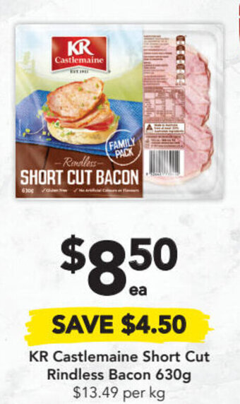 Drakes KR Castlemaine Short Cut Rindless Bacon 630g offer