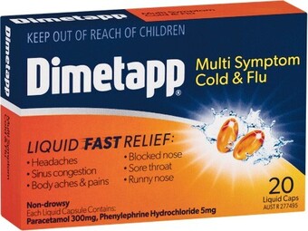 Woolworths Dimetapp Multi Symptom Cold & Flu Pk 20* offer