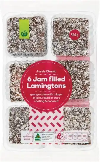 Woolworths Woolworths Jam Lamingtons Pk 6 350g offer