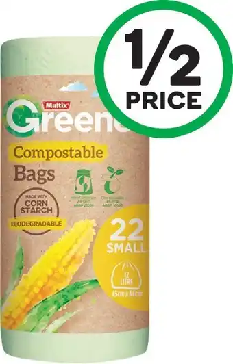 Woolworths Multix Greener Compostable Kitchen Tidy Bags Pk 22 or 28 offer