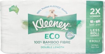 Woolworths Kleenex Eco Double Length Toilet Tissue Pk 8 offer