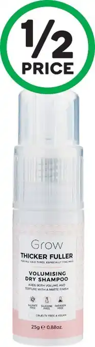 Woolworths Grow Thicker Fuller Volumising Dry Shampoo 25g offer