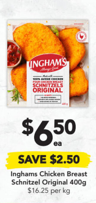 Drakes Inghams Chicken Breast Schnitzel Original 400g offer