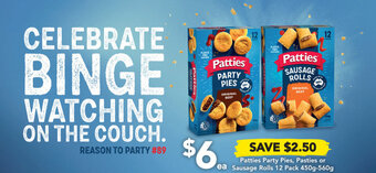 Drakes Patties Party Pies, Pasties or Sausage Rolls 12 Pack 450g-560g offer