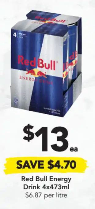 Drakes Red Bull Energy drink 4x473ml offer