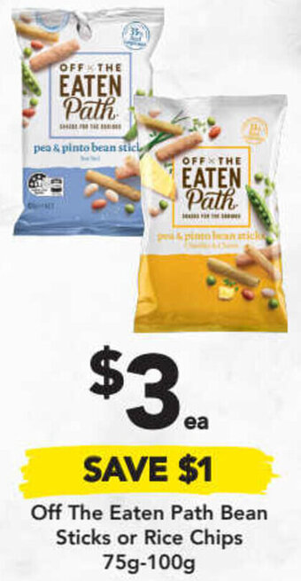 Drakes Off The Eaten Path Bean Sticks or Rice Chips 75g-100g offer