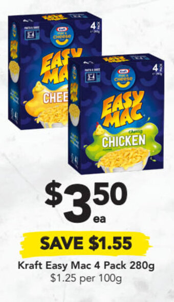 Drakes Kraft Easy Mac 4 Pack 280g offer