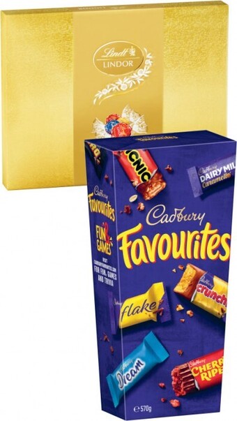 Coles Cadbury Favourites Boxed Chocolate 570g or Lindt Lindor Gift Box 235g offer
