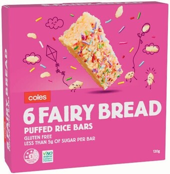 Coles Coles Puffed Rice Bar Fairy Bread 120g offer