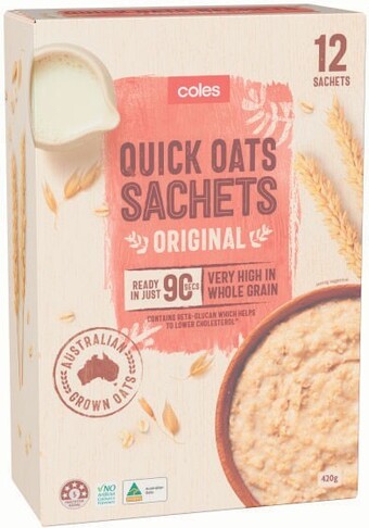 Coles Coles Quick Oats Sachets 420g offer