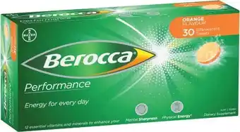 Coles Berocca Performance Orange Effervescent Tablets 30 Pack^ offer
