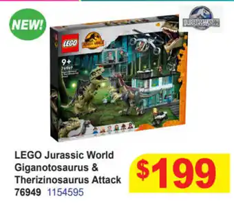 Mr Toys Lego Jurassic World Giganotosaurus & Therizinosaurus Attack 76949 offer
