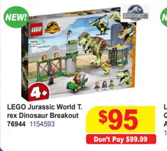 Mr Toys Lego Jurassic World T. rex Dinosaur Breakout 76944 offer