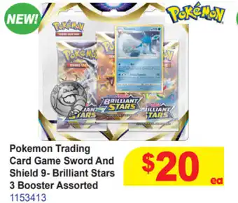 Mr Toys Pokemon Trading Card Game Sword And Shield 9- Brilliant Stars 3 Boosters Assorted offer