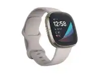 Officeworks Fitbit Sense Smart Watches - White and Gold offer
