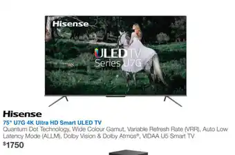 Videopro Hisense 75" U7G 4K Ultra HD Smart ULED TV offer