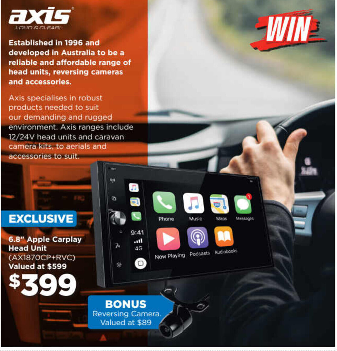 Axis 6.8" Apple Carplay Head Unit offer at Repco