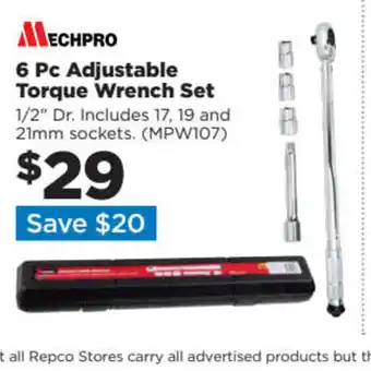 Repco Mechpro 6 Pc Adjustable Torque Wrench Set offer