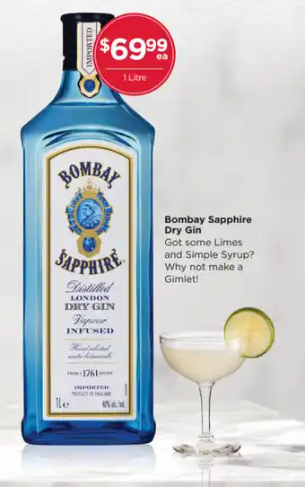 Porters Bombay Sapphire Dry Gin 1 Litre offer