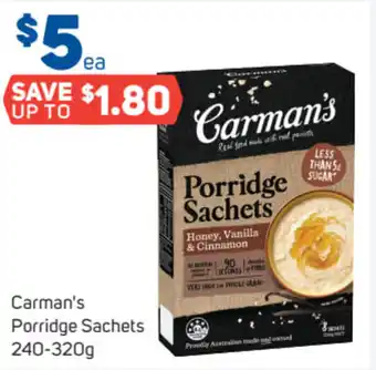 Foodland Carman's Porridge Sachets 240-320g offer