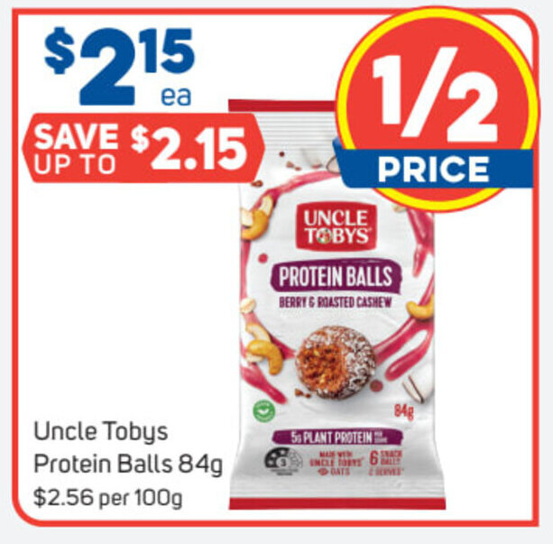 Uncle Tobys Protein Balls 84g offer at Foodland