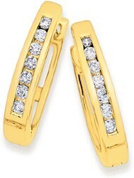 Prouds 9ct Gold Diamond Huggie Earrings offer
