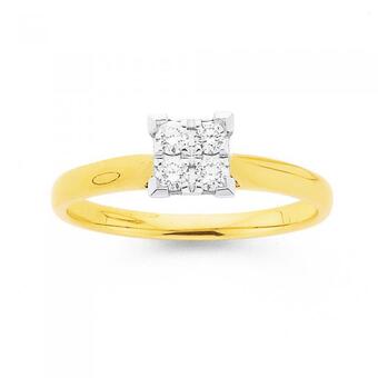 Prouds 9ct Gold Two Tone Diamond Engagement Ring offer