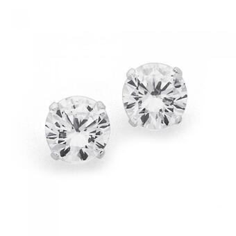 Prouds Sterling Silver 7mm Cubic Zirconia Studs offer