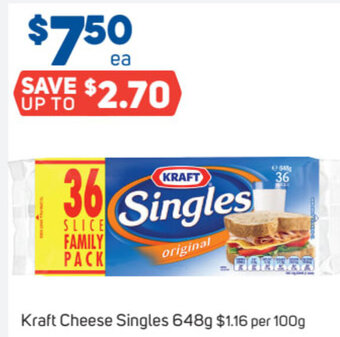 Foodland Kraft Cheese Singles 648g offer
