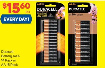 Foodland Duracell Battery AAA 14 Pack or AA 16 Pack offer