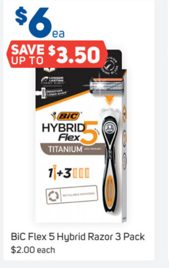 Foodland Bic Flex 5 Hybrid Razor 3 Pack offer
